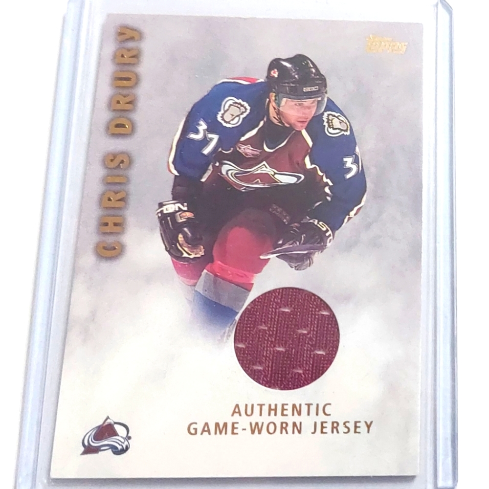 Chris Drury Topps Game Worn Jersey Hockey Card 2001/2002 Colorado Avalanche